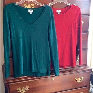 Green and Red Old Navy sweaters